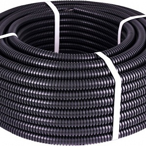 Труба гофрированная ПВХ легкая 350 Н черная с протяжкой 63 мм