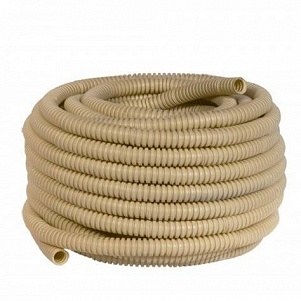 Труба гофрированная ПВХ гибкая легкая с протяжкой 25 светлое дерево бухта 25 м